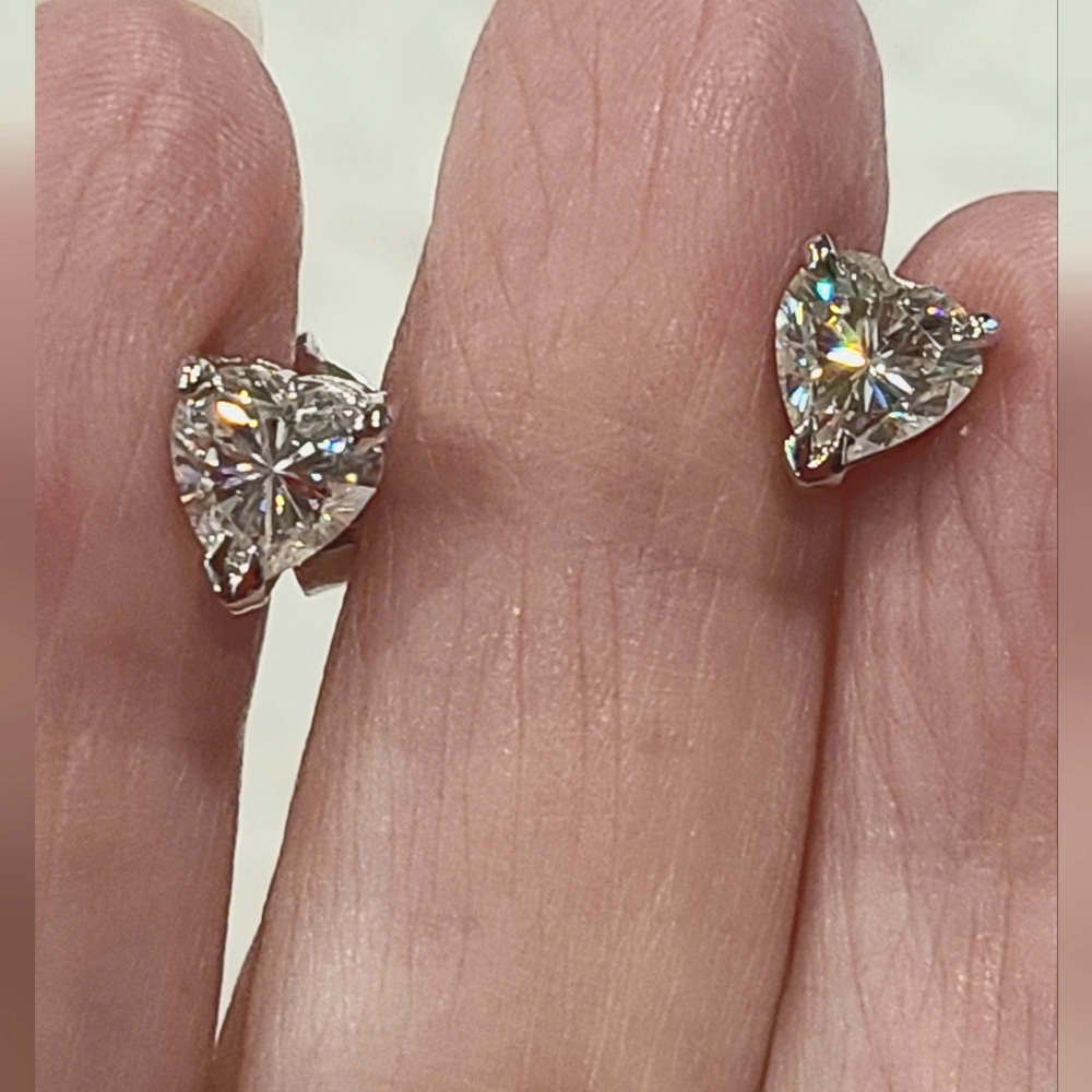 Moissanite 2 Carat HEART Cut Earrings